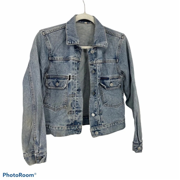 Vintage 1990s Guess Jeans jean jacket small faded wash made USA - Picture 1 of 7